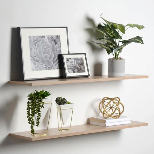 Oak Floating Decorative Wall Shelf